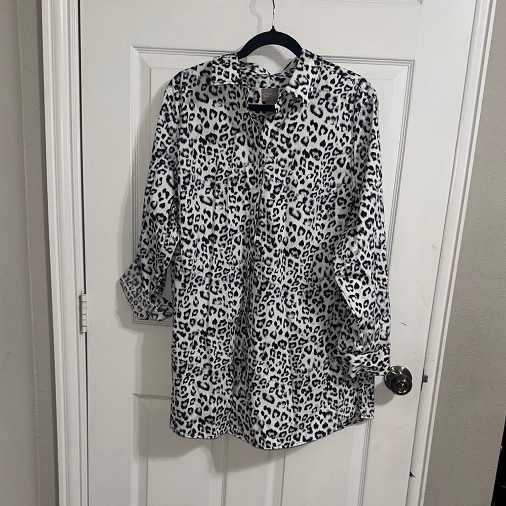 Chico's Black and White Animal Print Blouse